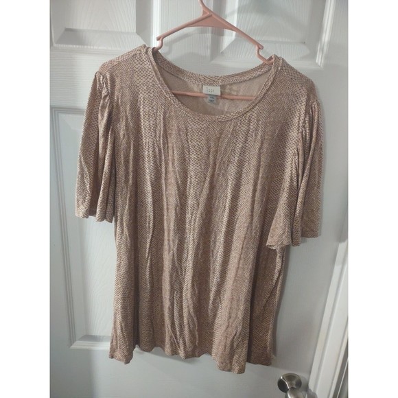 A New Day Top Size XXL Burgundy And Brown Short Sleeve - Picture 4 of 8
